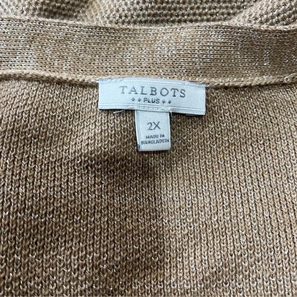 44-Talbots 2x camel sparkly cardigan - Picture 2 of 4